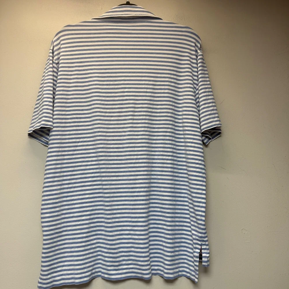 Polo Golf Ralph Lauren Polo Shirt‎ Mens Large Blue White Striped Pima Good